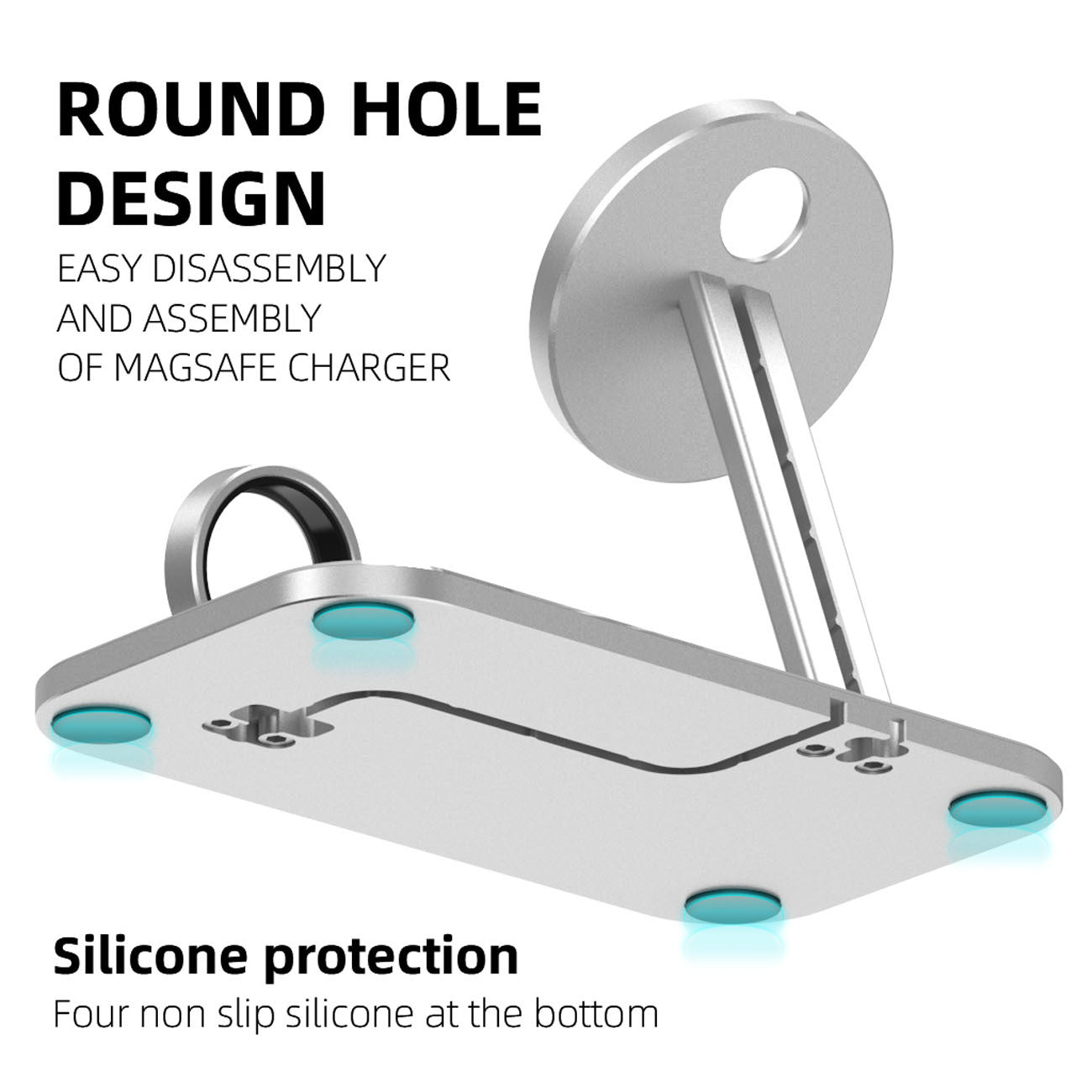 Multifunction Alloy Charging Stand – Data Cable Storage Base & Watch Charger Dock for Desk Organization