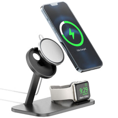 Multifunction Alloy Charging Stand – Data Cable Storage Base & Watch Charger Dock for Desk Organization