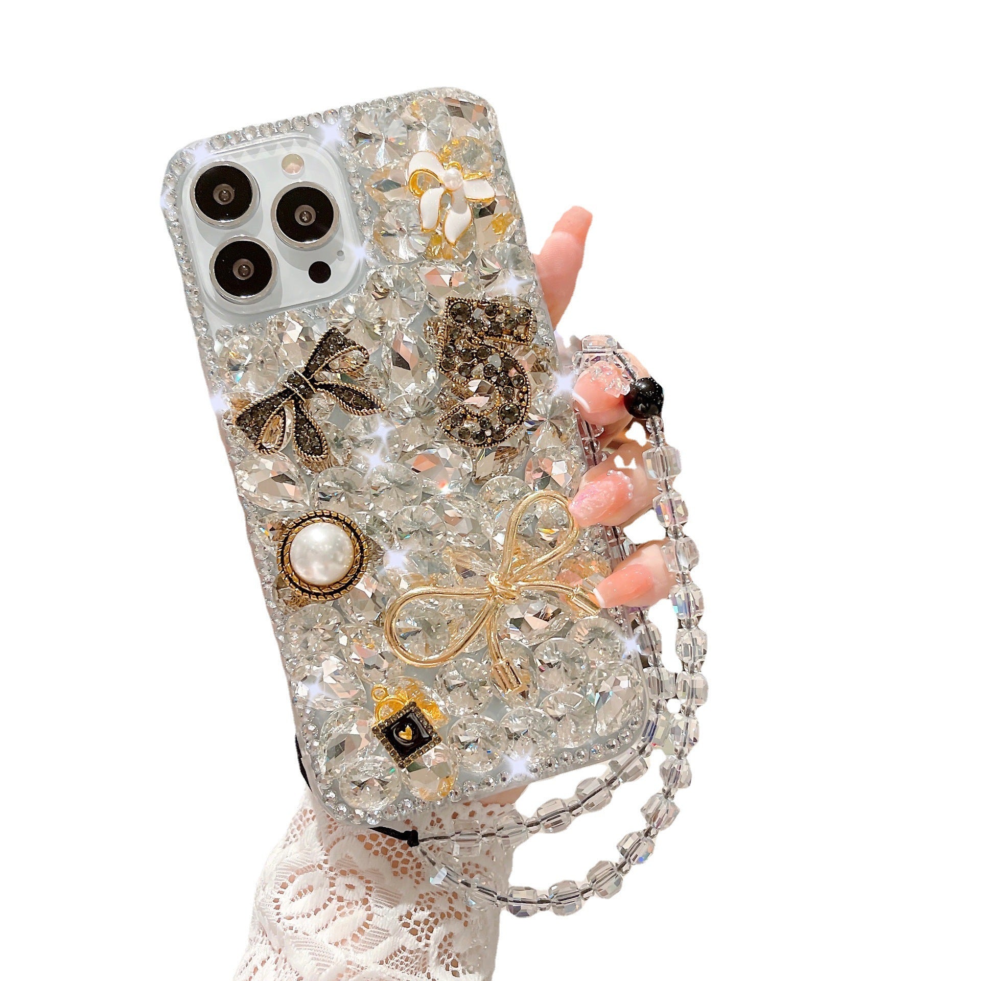 Luxury Rhinestone Phone Case for Women – All-Inclusive Protective Cover with Sparkling Design for iPhone & Android