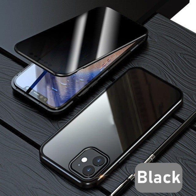 Double-Sided Glass Phone Case with Magnetic Metal Frame – Shockproof & Durable Protection for iPhone & Android