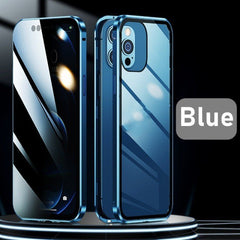 Double-Sided Glass Phone Case with Magnetic Metal Frame – Shockproof & Durable Protection for iPhone & Android